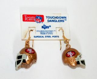 Vintage San Francisco 49ers NFL Football Helmet Earrings Team 