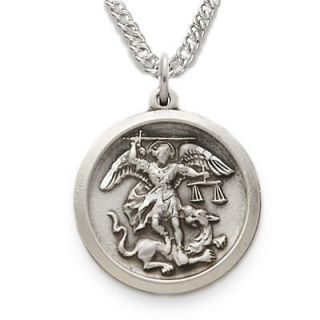 ELT Mens Womens 7/8 Sterling Silver Saint Michael w Justice Scales 