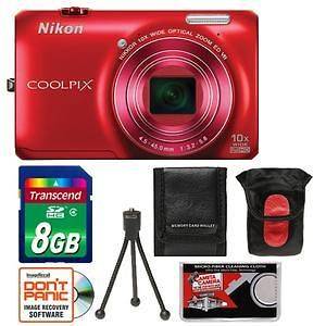 Nikon Coolpix S6300 Digital Camera + Accessory Kit Red 16MP USA