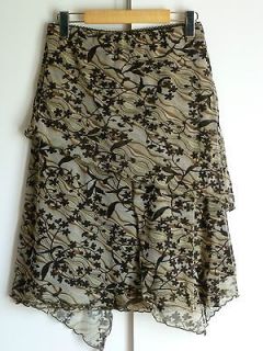 MEXX Stretchy Net Camouflage Black Floral Asymmetrical panelled Skirt 