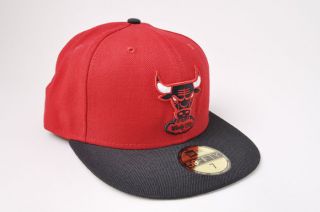 MENS NEW ERA 59FIFTY CHICAGO BULLS RED BLACK 2 TONE LOGO FITTED HAT 