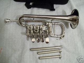 Rotary Valve Piccolo Trumpet, Silver. New