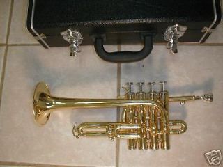 Piccolo trumpet with case and mouthpiece, 4 piston, new