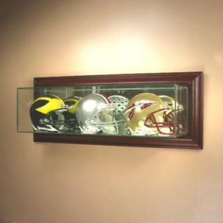   MountedTriple Mini Helmet Glass Display Case NFL NCAA UV Protected