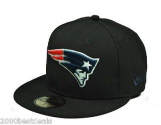 NEW ERA 59FIFTY CAP NFL FOOTBALL NEW ENGLAND PATRIOTS FITTED BLACK HAT 