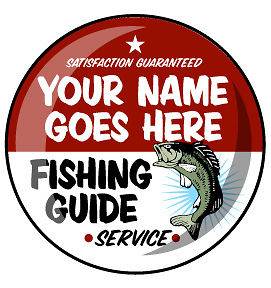 YOUR NAME on a FISHING GUIDE button  looks great   personalized 