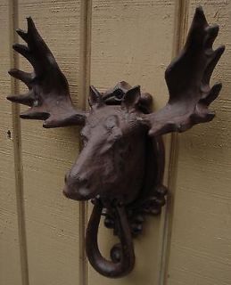 CAST IRON rustic bull elk MOOSE w/ antlers DOOR KNOCKER