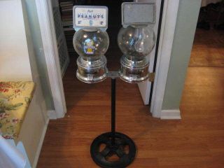 Vintage Ford Peanut Dual Vending Machines on iron stand
