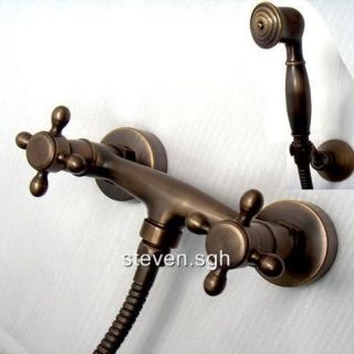 Classic Wall Mounted Antique Brass Mixer Valve Hand Shower Faucet T006