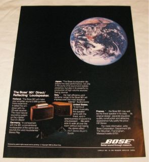 Vintage Bose 901 Direct Reflecting Speakers PRINT AD