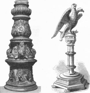 VENICE Pedestal; Byzantine lectern, Morosini, antique print, 1880