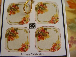 222 Fifth Autumn Celebration Square Appetizer Plates (4) NEW
