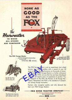 1953 FOX RIVER FORAGE HARVESTER CHOPPER AD APPLETON WI
