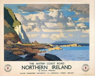Northern Irish Travel Poster Antrim Coast Road Northern Ireland Norman 