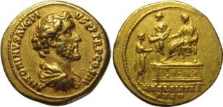 ANTONINUS PIUS 138 161 A.D.   Gold Aureus RV. depicts LIBERALITAS 