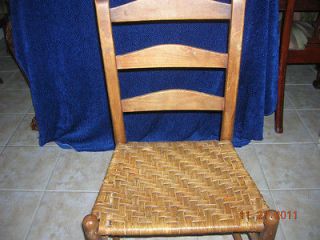 LADDER BACK ANTIQUE CHAIRS   WOVEN WICKER SEATS EARLY EARLY AMERICAN