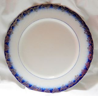 Vintage Limoges China 9 1/2 inch plate, blue & white & gold