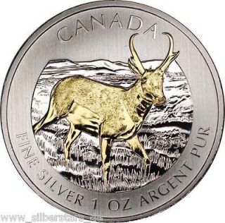 oz Silver Canadian Pronghorn Antelope 2013 Wildlife Series gilded