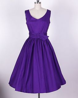 50s Audrey Hepburn Style Purple Dress Size M Pinup Vintage Swing