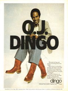 1977 Dingo Boots ad, O.J. Simpson, Buffalo Bills Pro Football Running 