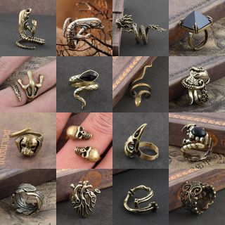 AVP stylish copper Ring Celtic Punk Adjustable Animals Skull size Gift 