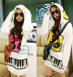 Korean Womens Cute Hooded Pullover Sweatshirt Outerwear Long Tops