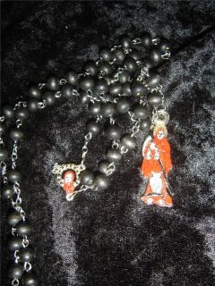 Red Santisima Muerte rosary~ hand painted~wood beads
