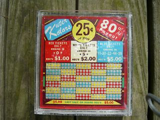Old Vintage Punch Board The Bee Jay Original Kuter Kolors 25 Cent 