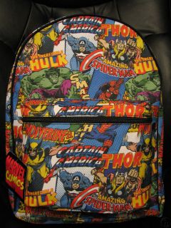 NWT 2012 MARVEL COMICS Thor Hulk Cap. America Backpack Book Bag Tote 