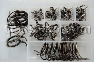 75 Pcs 8 Sizes Vintage Oval Fishing Rod Guides Line Rings Repair Eyes 