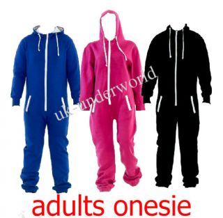 UNISEX ADULTS MENS WOMENS HOODED ZIP ONESIE PLAYSUIT ALL IN ONE PIECE 