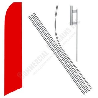 Red Swooper Feather Flutter Flag Banner Street Sign with Ground Mount 
