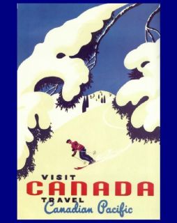 Vintage SKI Canada travel poster/ Canadian Pacific RR