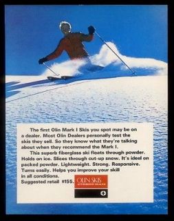 1970 skier skiing photo Olin Mark 1 skis vintage print ad