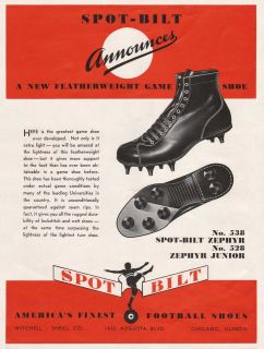 Cool Vintage 1938 SPOT BILT FOOTBALL CLEATS Print Ad   Chicago, IL