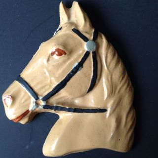 Vtg Chalkware Horse Head Plaque Plaster Cowboy Western Rustic Cheyenne 
