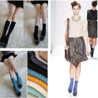 Fashion Roll Top Ankle High Cotton Candy Color Wrinkle Socks