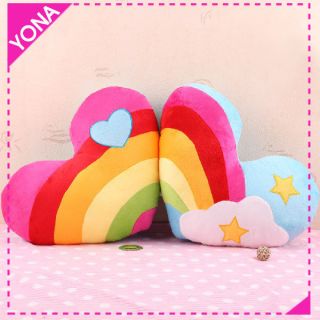 Lovely Rainbow Heart Cushions Sofa Pillows Cute Love Heart Plush Toy 