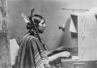 Female Indian telephone switchboard operator   Helen of Many Glacier 