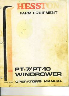 Operators Manual Hesston PT 7 10 Windrower Hay Mower