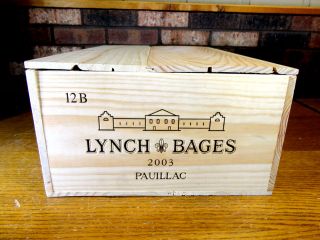 Lynch Bages 2003 With Lid Wood Wine Crate 19 5/8 X 12 7/8 X 7 3/8