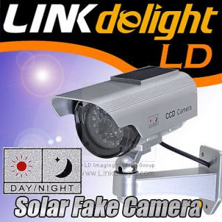 Outdoor Solar Powered Dummy Fake IR CCTV Camera Security LED Light 