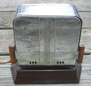   1940s Kwikway Chrome Flopper Toaster Wood Handles Works Great CHARM