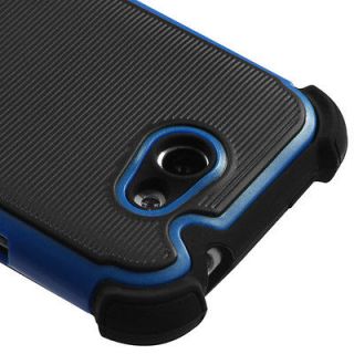 HTC One X XL Elite AT&T   BLUE BLACK HARD & SOFT HEAVY DUTY HYBRID 
