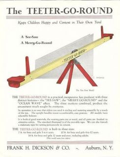 Playground Equipment Teeter Go Round Vintage Color Ad Flyer Auburn NY 