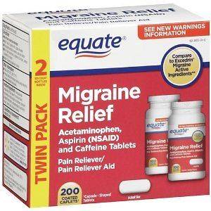 EQUATE GENERIC EXCEDRIN MIGRAINE Pain Reliever Tablets 200ct COMPARE 