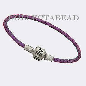 Newly listed Authentic Pandora Silver Purple Leather 7.5 Bracelet