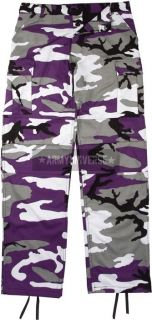   Purple Camouflage Military BDU Cargo Polyester/Cott​on Fatigue Pants
