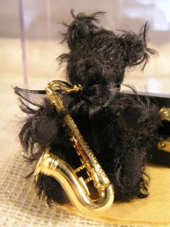 World of Miniature 3.25 Mohair Bear w/ Sax Saxophone ~~ Music