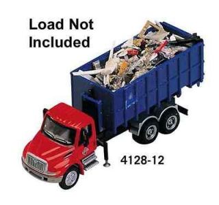   87 International 4300 3 axle Roll Off Dumpster Container red & blue